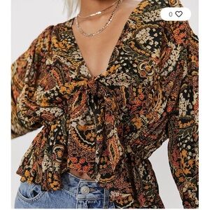 Urban Outfitters Bonnie Crepe Tie Front Blouse - S